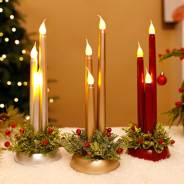 Plastic LED Christmas Lightings Warm Candlestick