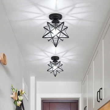 Semi Flush Ceiling Light with Modern Star Metal Shade