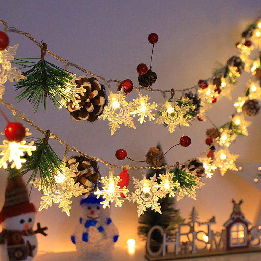 Christmas String Lights with Pine Cone 20 Lights 2M Snowflake Decoration