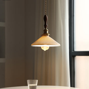 Retro Pleated Ceiling Pendant Light in Modern Ceramics
