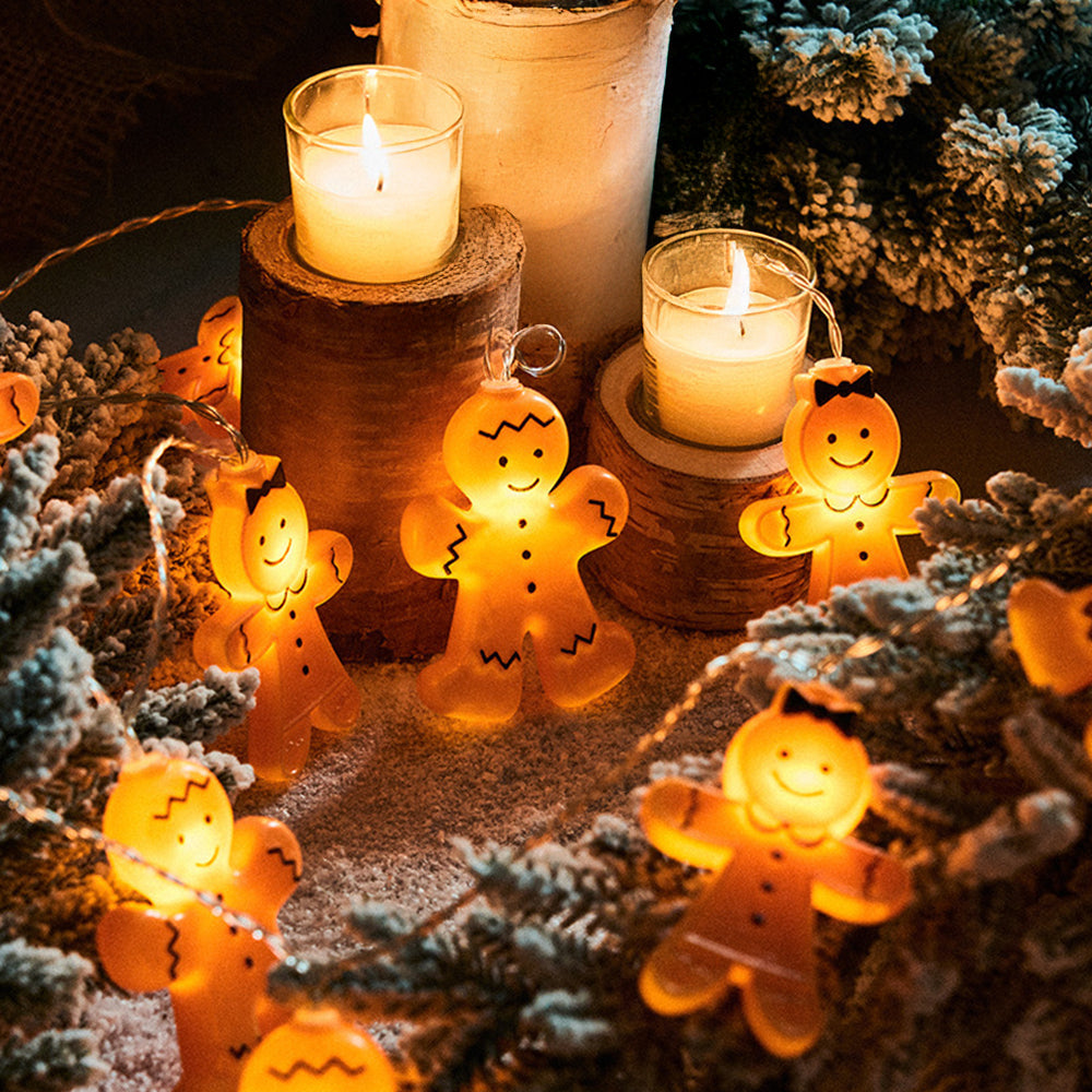 Gingerbread String Lights for Christmas Decoration Battery Operated