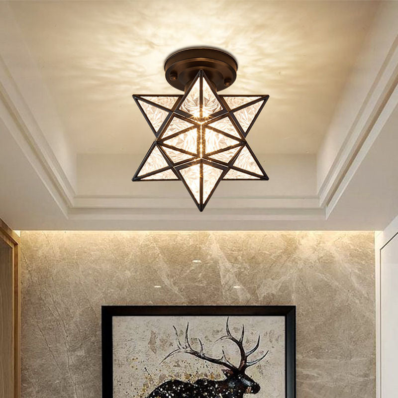 Semi Flush Ceiling Light with Modern Star Metal Shade