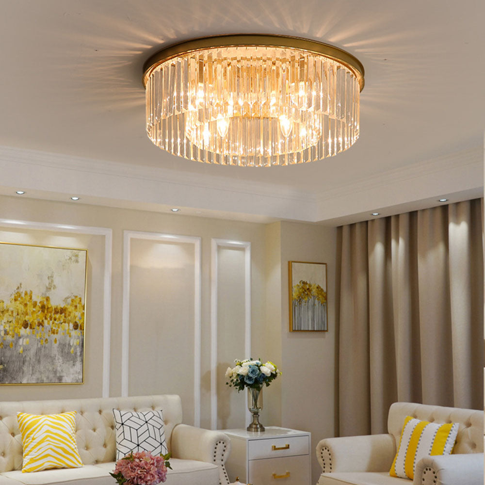 Crystal Flush Ceiling Light for Living Room