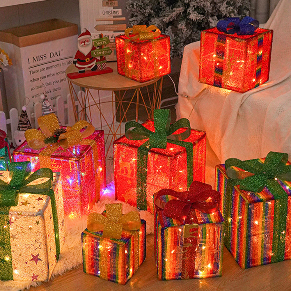 3 Pcs Set of Stylish LED Christmas Lighting Box Ornaments