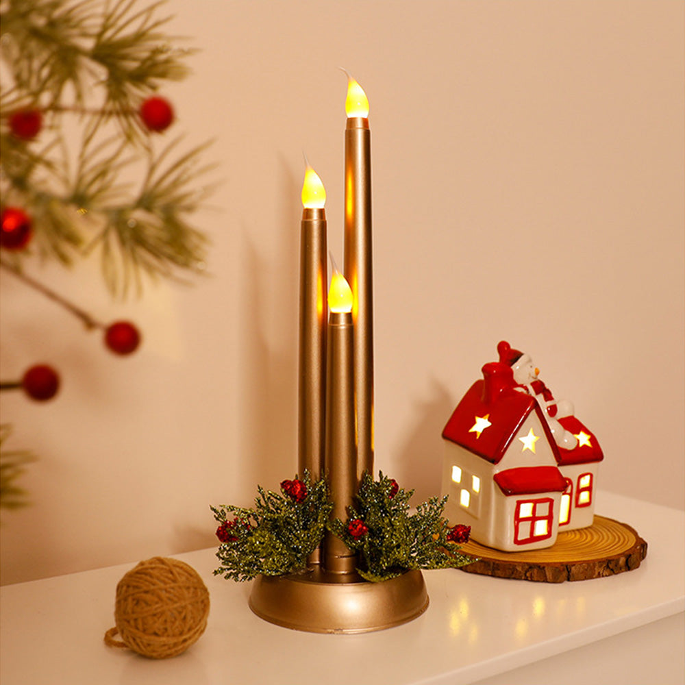 Plastic LED Christmas Lightings Warm Candlestick