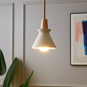 White Concrete Cone Pendant Light Modern