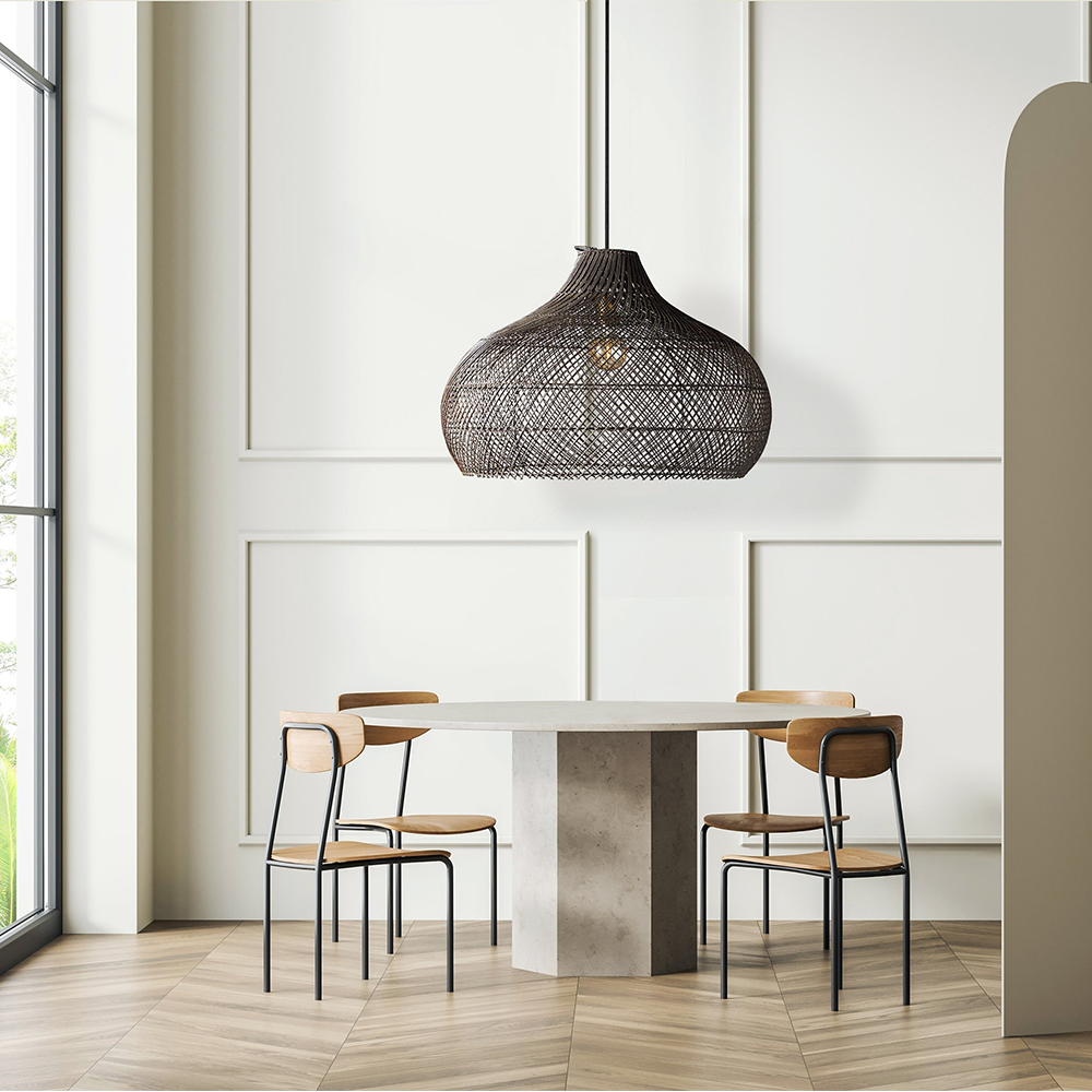 Handwoven Rattan Island Pendant Light Modern