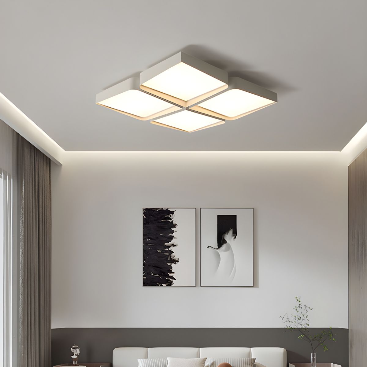 Square Contemporary Flush Mount Ceiling Light