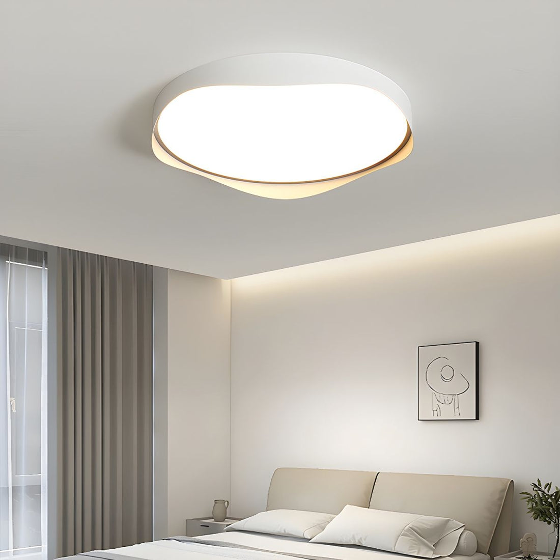Flush Mount Ceiling Light with White LED Bulbs