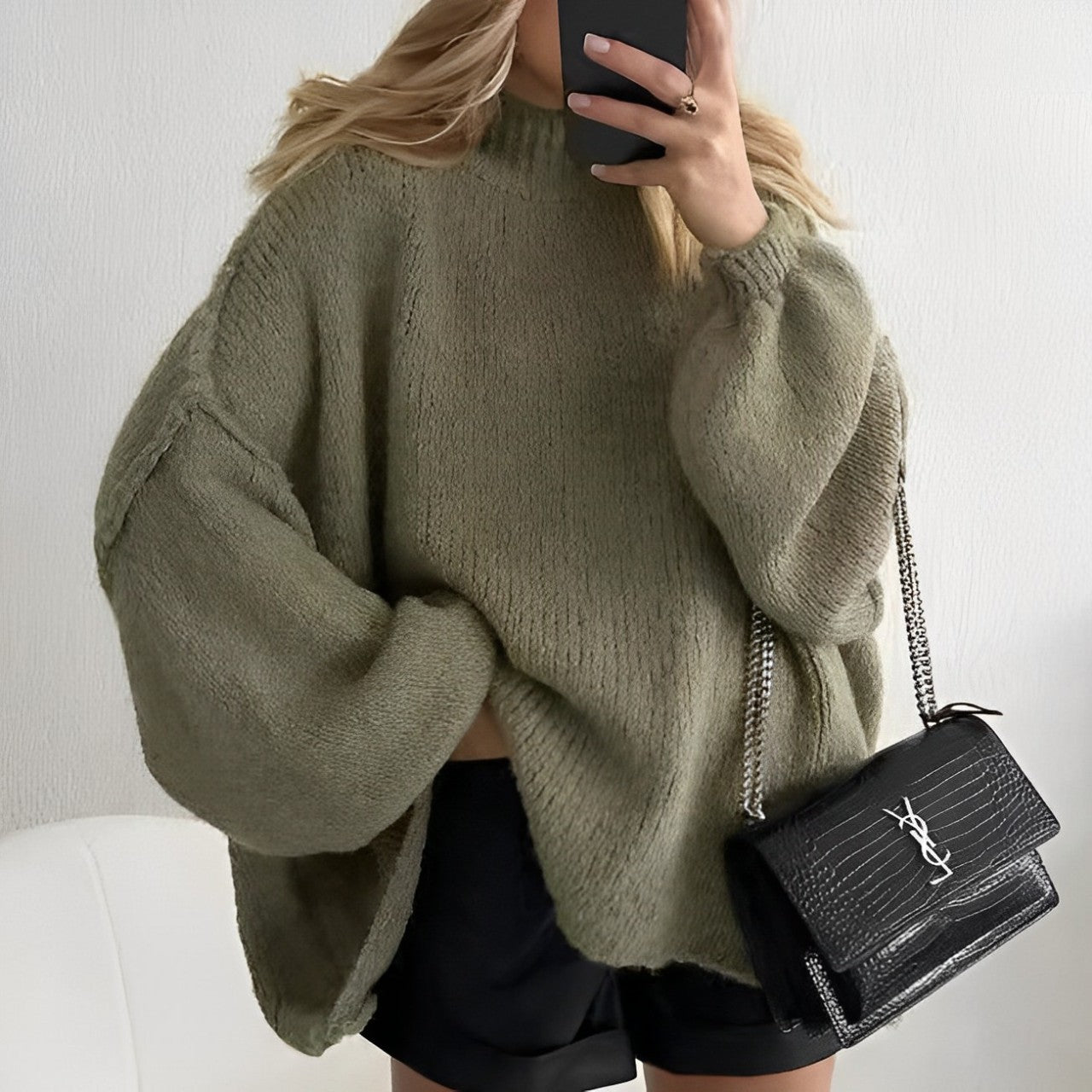 Bordeaux - Pull en maille chaud et oversized