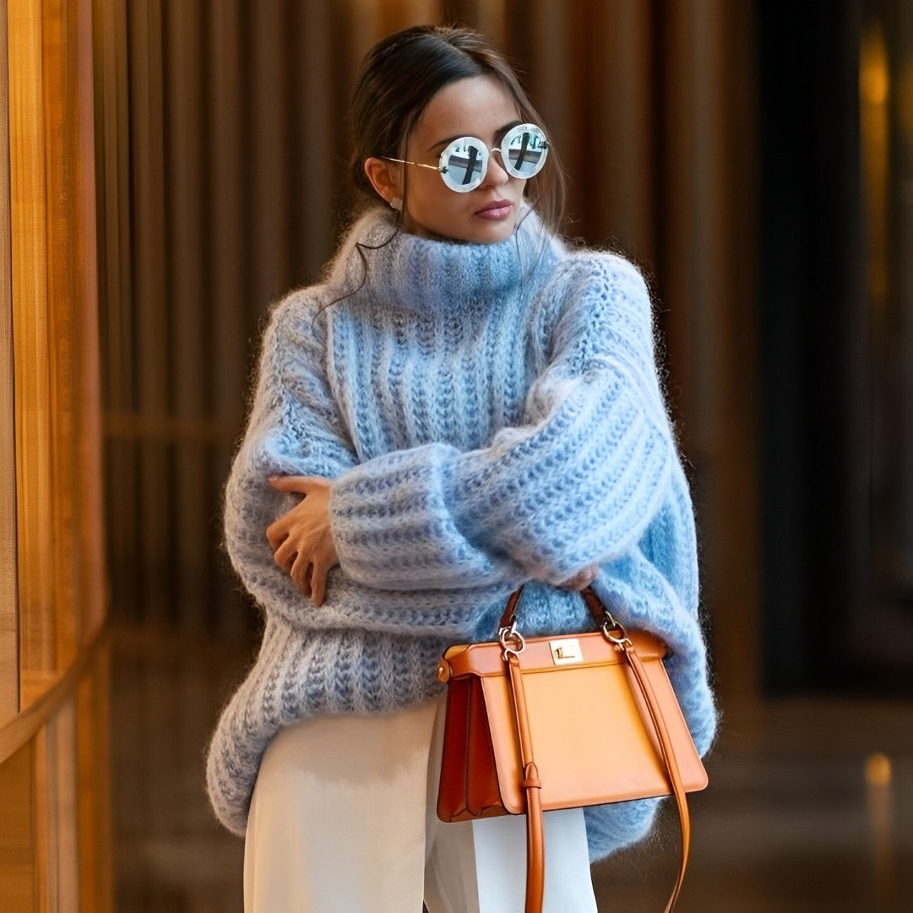 Claudine - Pull à col roulé en tricot épais