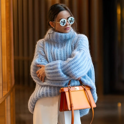 Claudine - Pull à col roulé en tricot épais