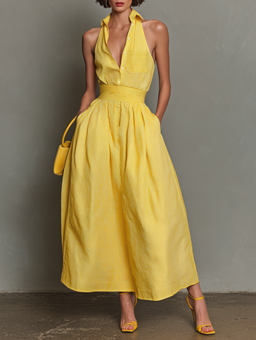 Minimalist Striped Sleeveless Maxi Dress