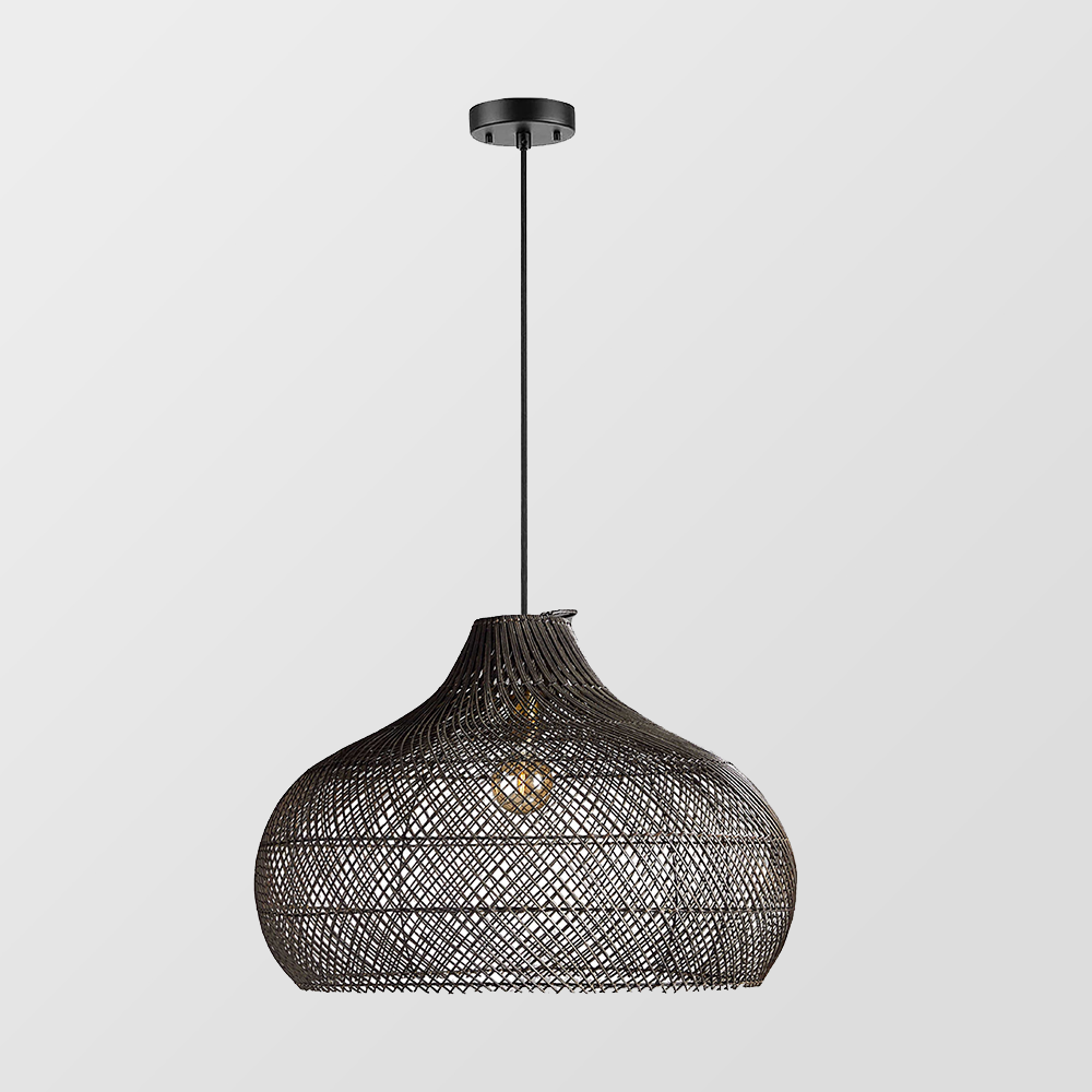 Handwoven Rattan Island Pendant Light Modern