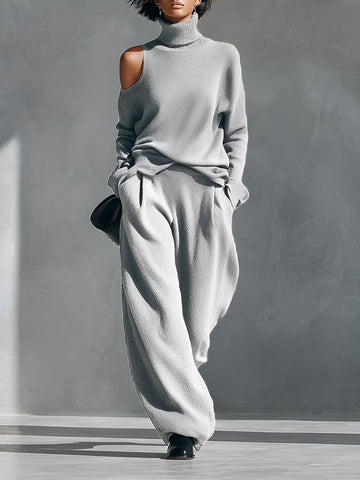 One-shoulder Cut-out Modern Knit-Blend Set