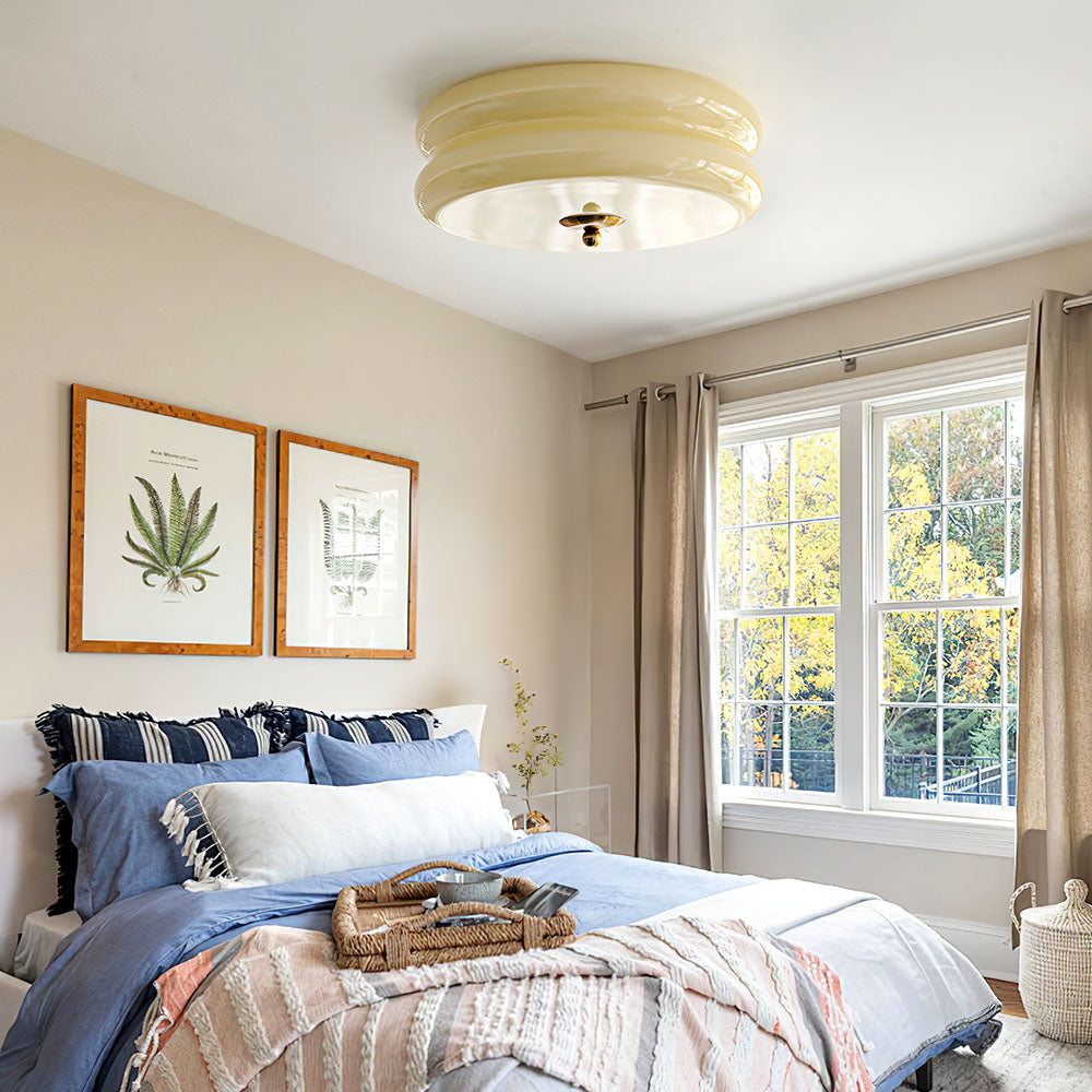 Simple Cream Cake Ceiling Light in Art Deco Style