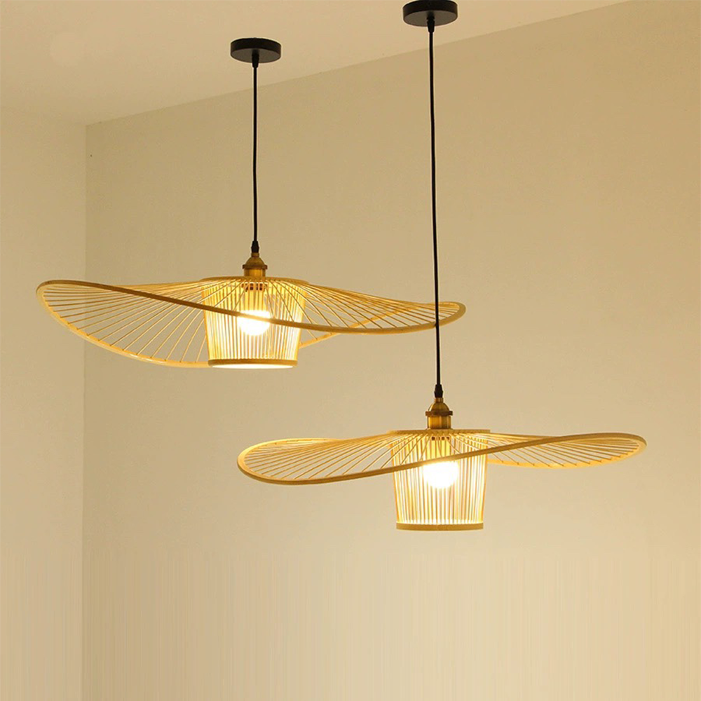 Bamboo Woven Rattan Handmade Vintage Wicker Pendant Light