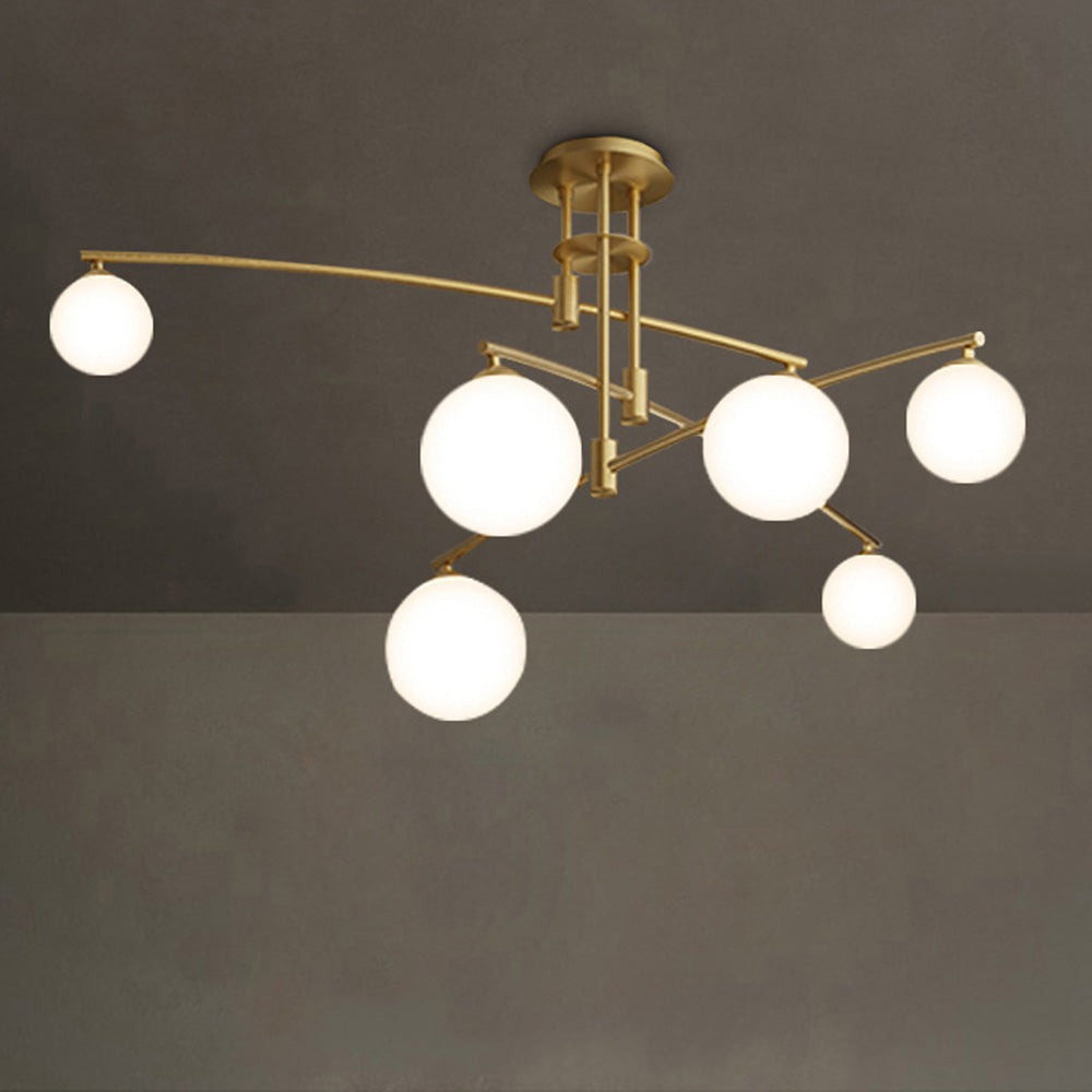 Glass Ball Semi Flush Chandelier Modern Nordic