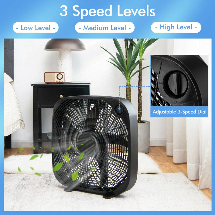 20-Inch Box Floor Fan – Portable Cooling Unit with 3 Speed Settings & Easy Knob Control | Strong Airflow | For Dom, Garage & Office Use
