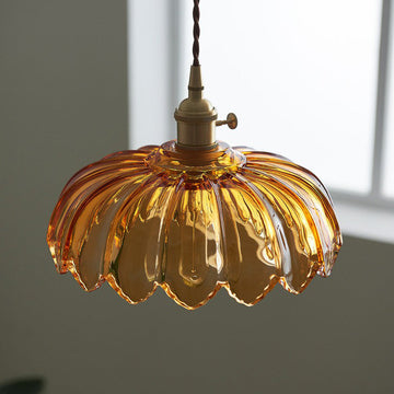 Glass Pendant Light Vintage Flower Ceiling Shade