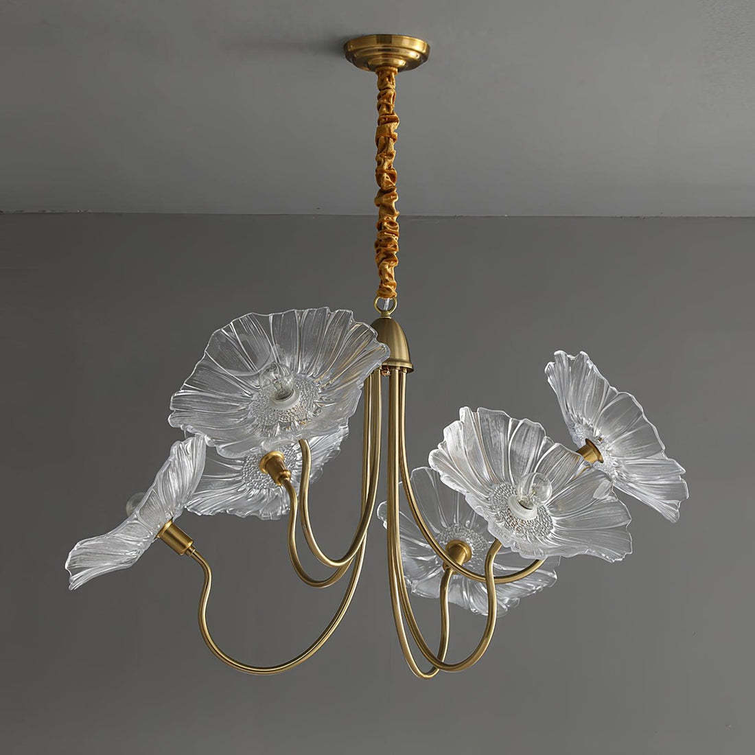 Lotus Leaf Glass Chandelier for Modern Living Room