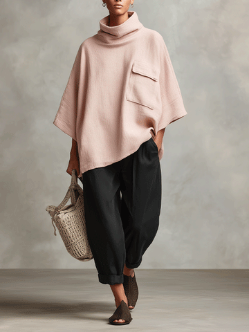 Pink Bohemian Two-Piece Suit with Tie Pocket and Straight-Leg Design