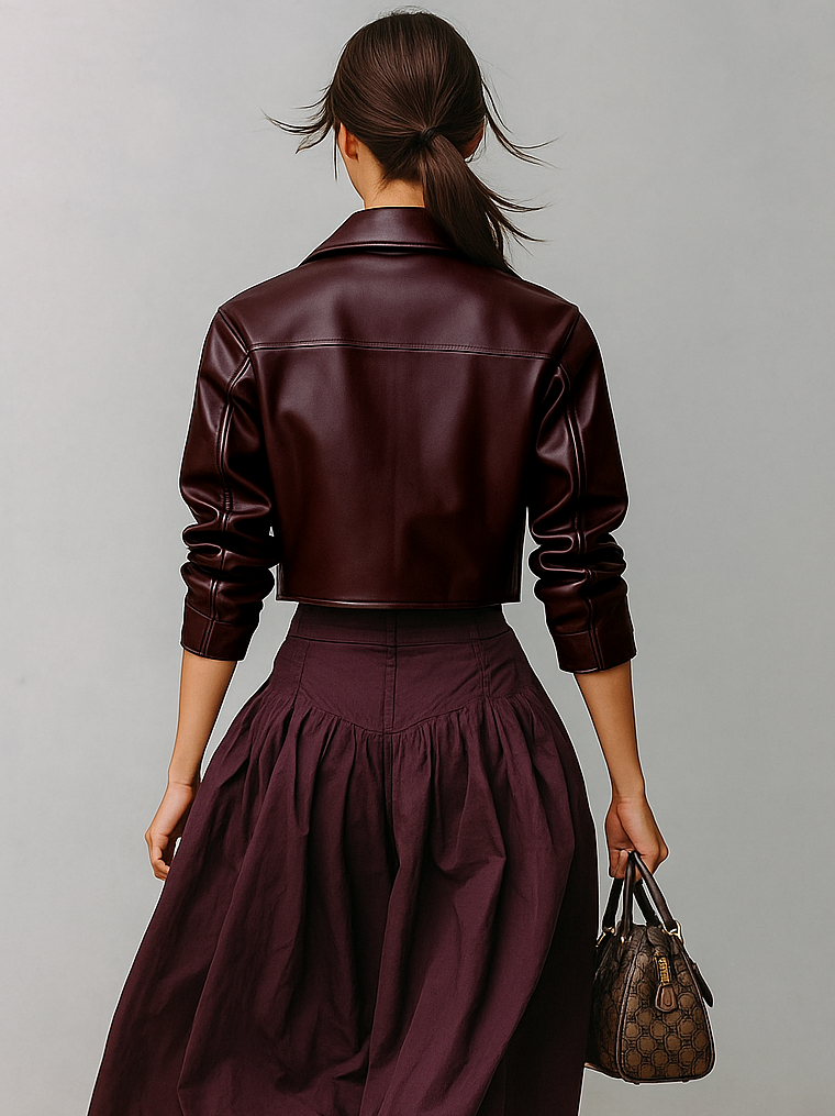 Minimalist Faux Leather Short Jacket