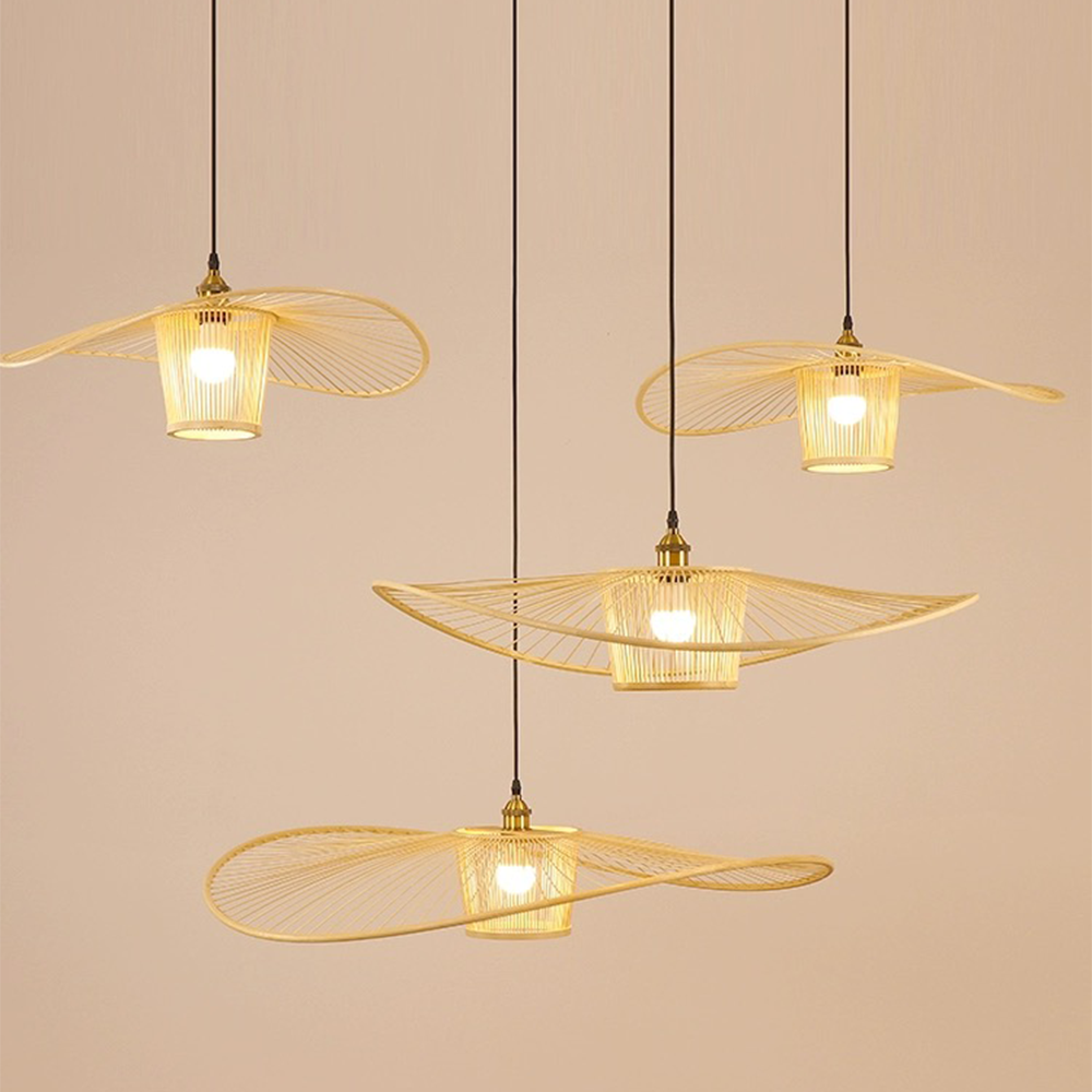 Bamboo Woven Rattan Handmade Vintage Wicker Pendant Light