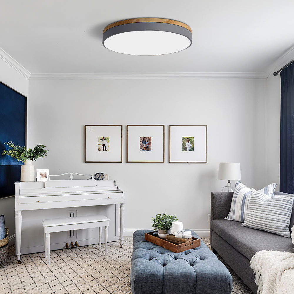 Round Wooden Flush Ceiling Lights for Living Room