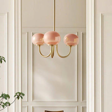 Glass Marshmallow Chandelier in Bubble Pink