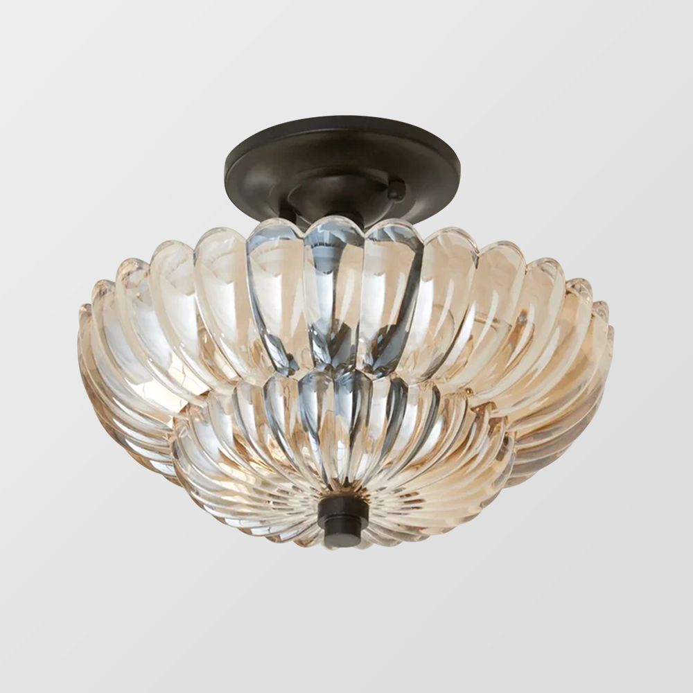 Amber Glass Vintage Semi-Flush Ceiling Light