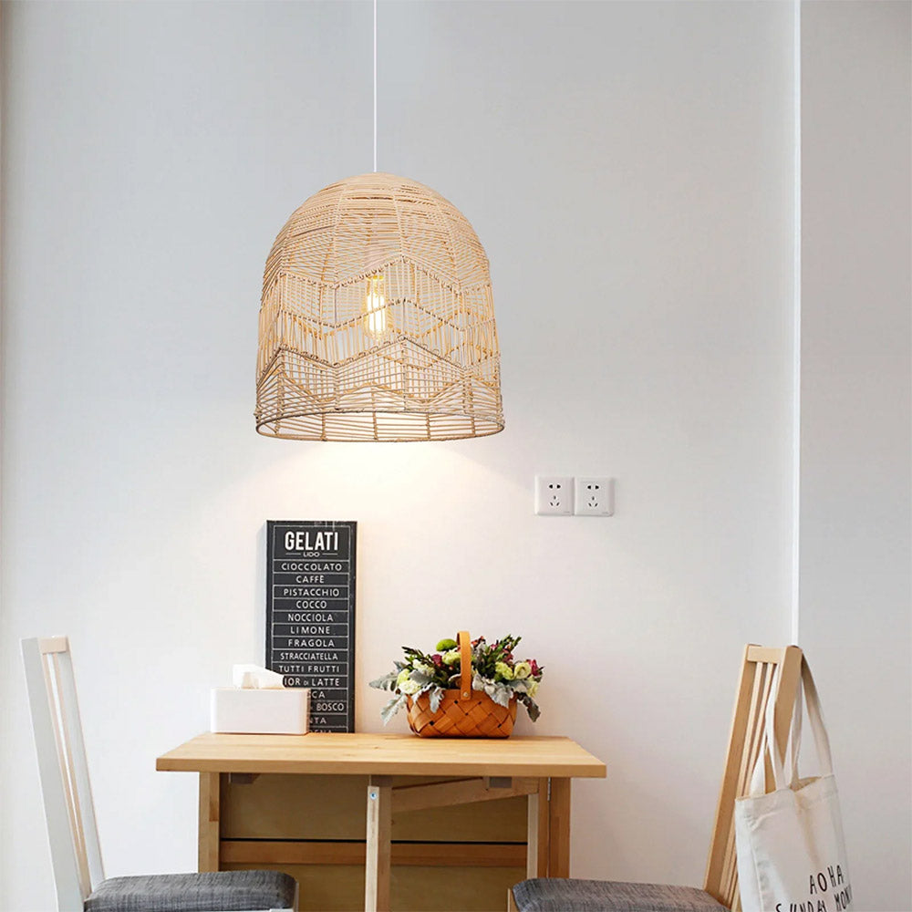 Handmade Vintage Rattan Round Pendant Light Basket Shades