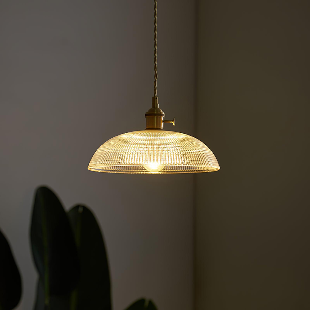 Ribbed Glass Pendant Light Vintage INS