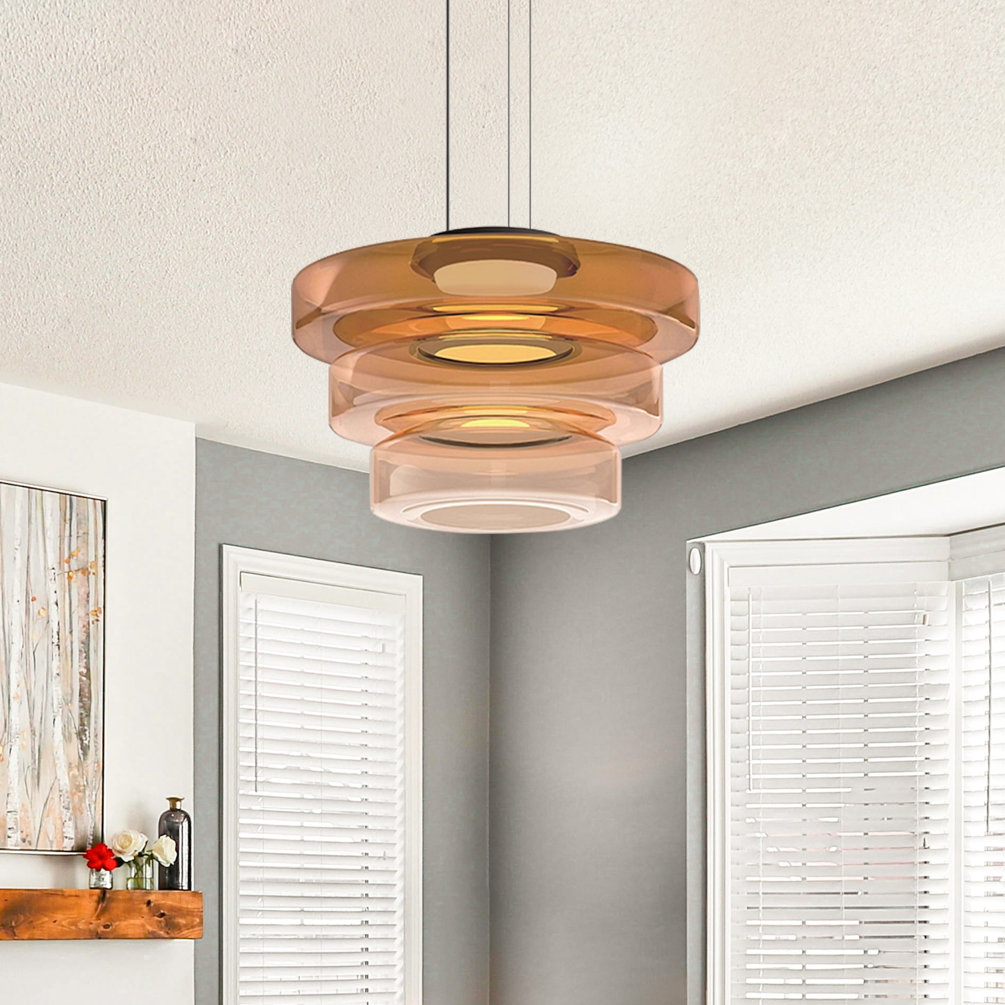 Round Glass Pendant Light in Modern Creative Style