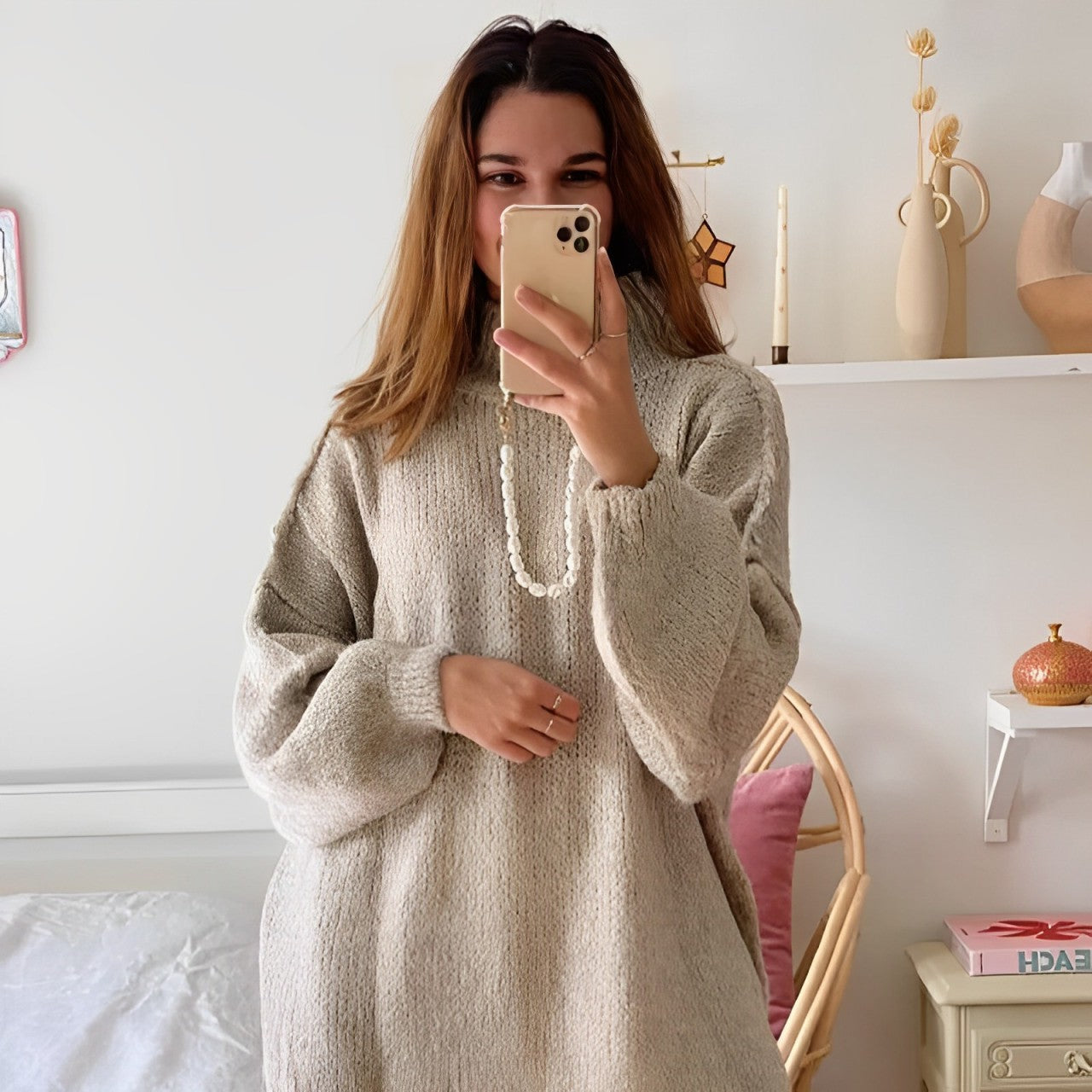 Bordeaux - Pull en maille chaud et oversized