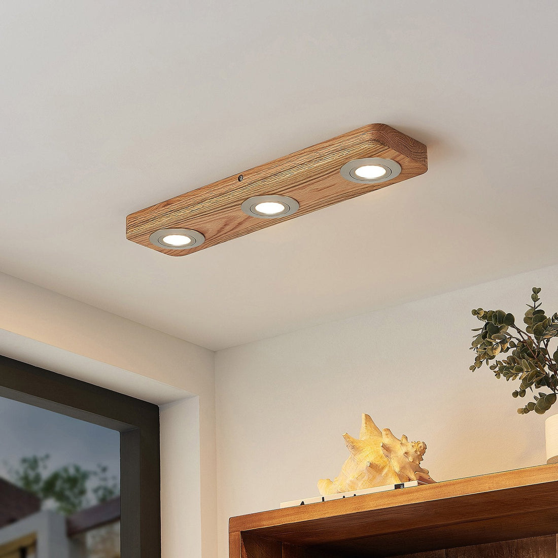 Ceiling Light with Timber Frame and LED Spots