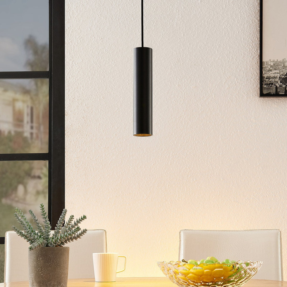 Pendant Light Modern Black Aluminum Cylinder Lamp