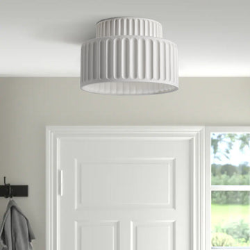 1-Light Vintage Drum Semi Flush Mount Ceiling Lamp in Cream Style