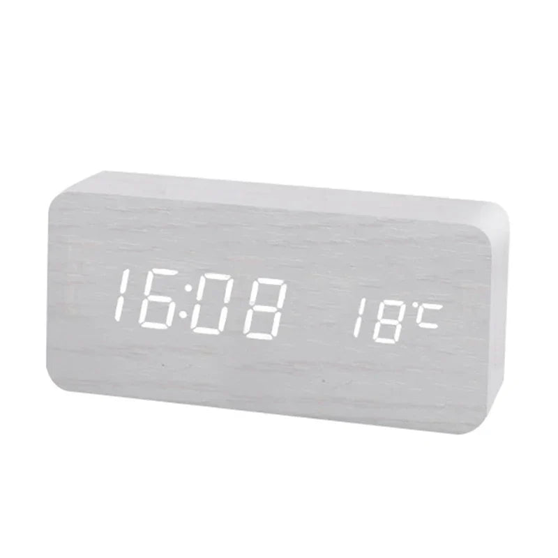 Digital LED Wood Desk Alarm Clock