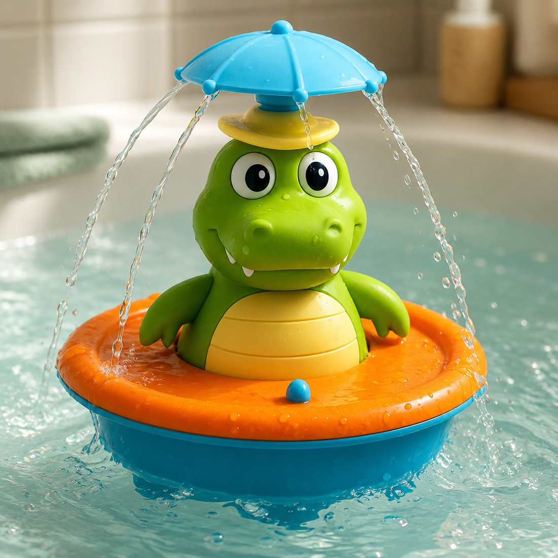 Floating Water Spraying Bath Toy for Toddlers with Colorful Lights