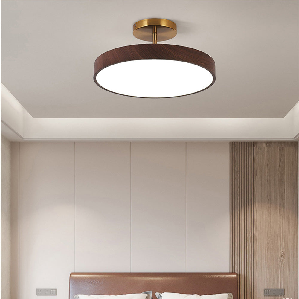 Ceiling Light with Timber and LED Semi Flush