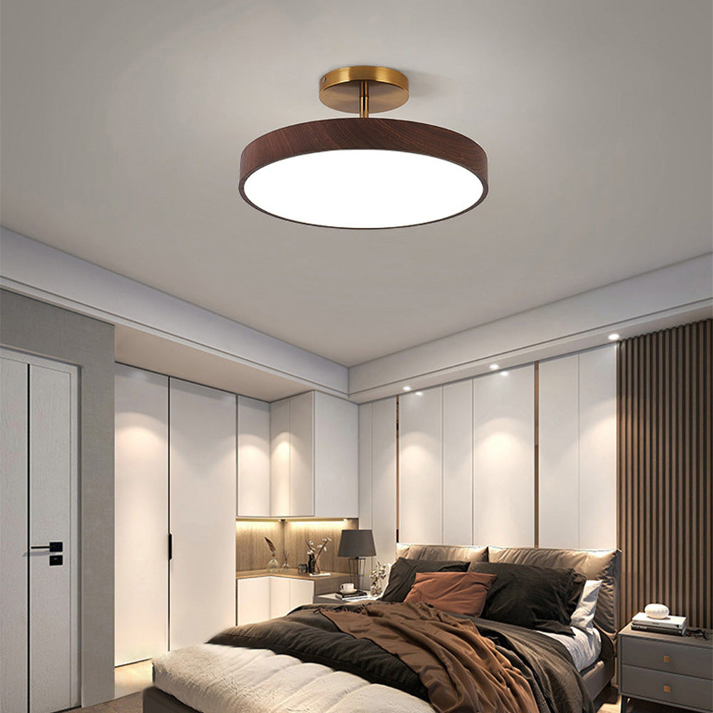 Ceiling Light with Timber and LED Semi Flush