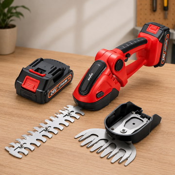 Battery-Powered Cordless Hedge Trimmer with Dual Handles