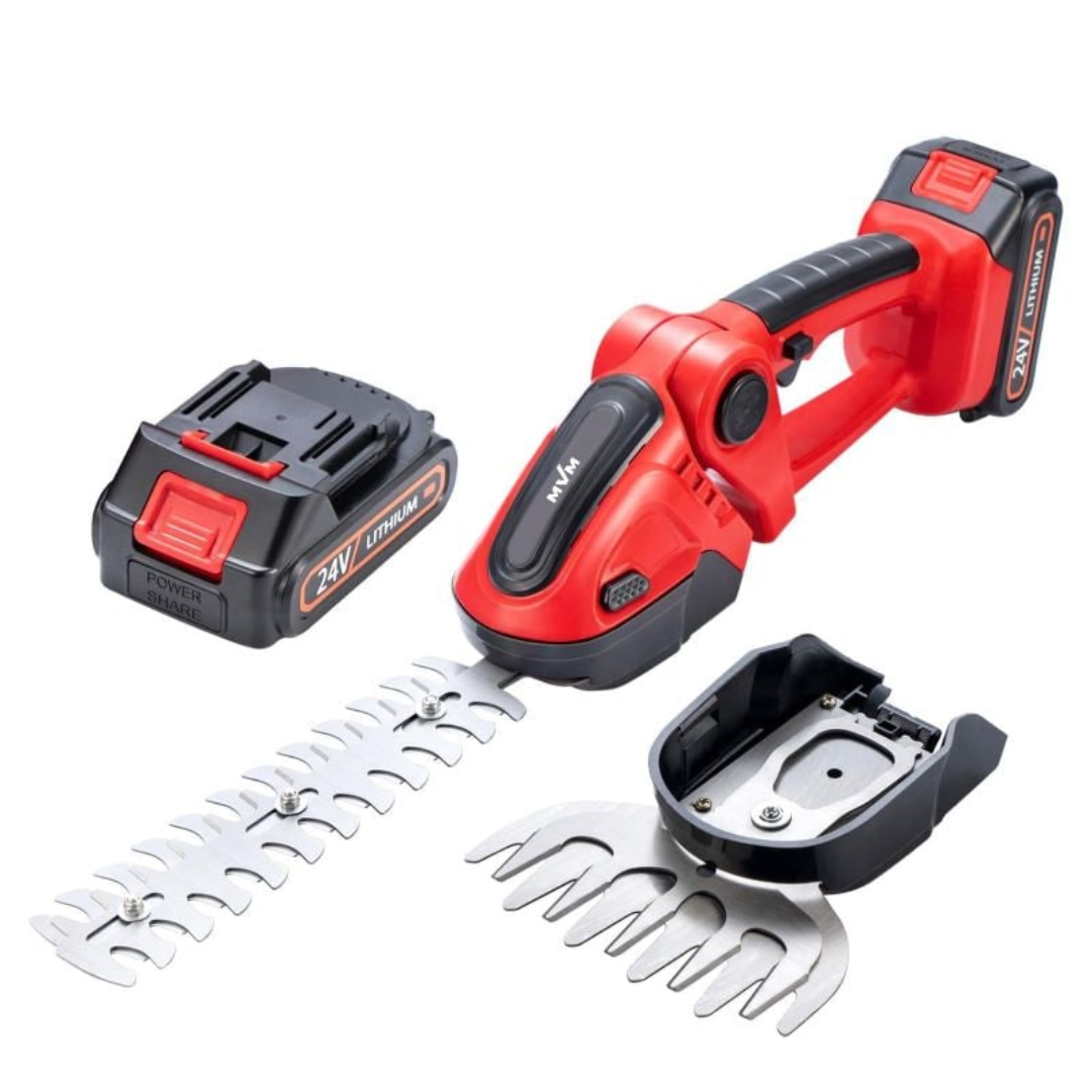Battery-Powered Cordless Hedge Trimmer with Dual Handles