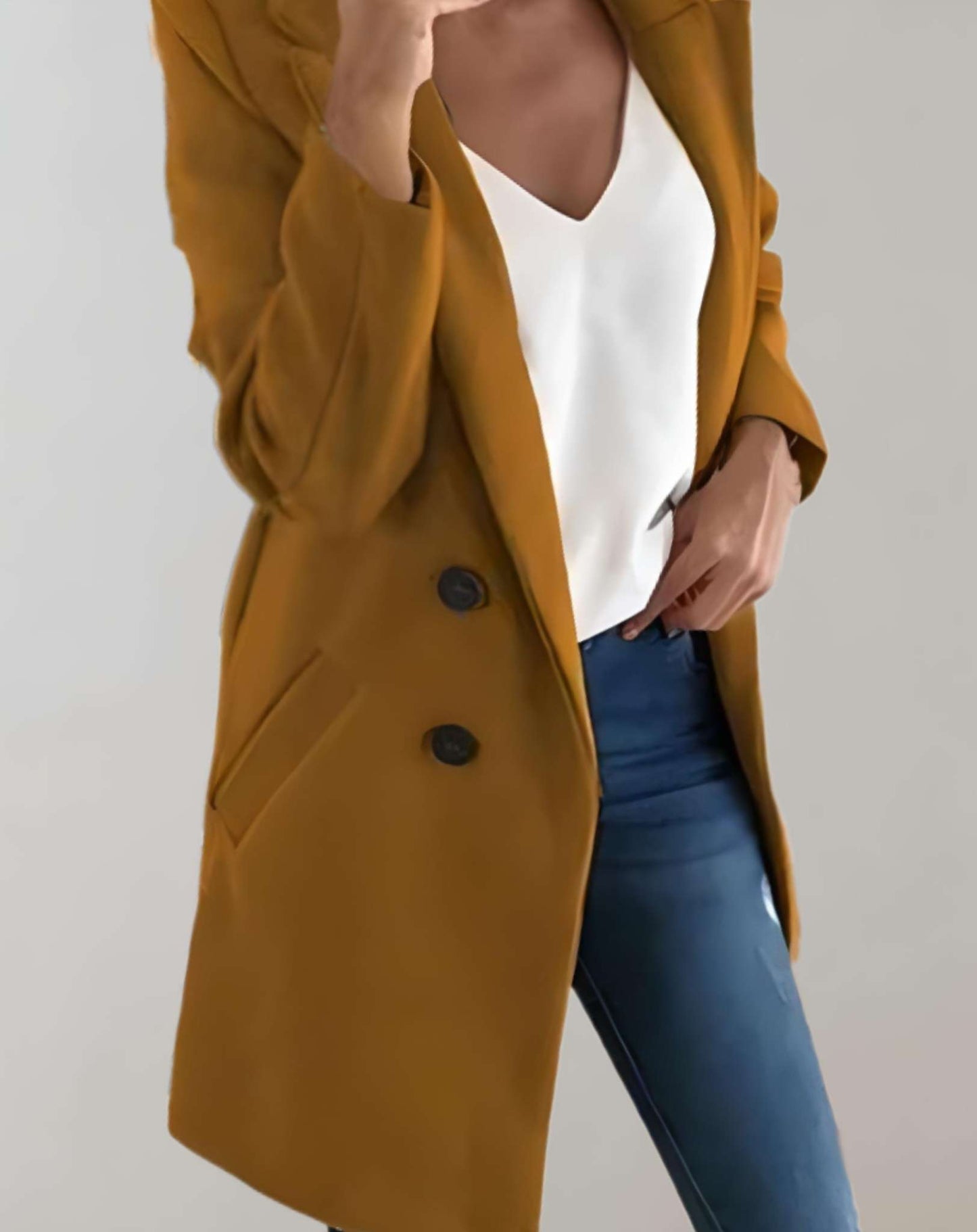 Nina - Manteau long boutonné bien ajusté