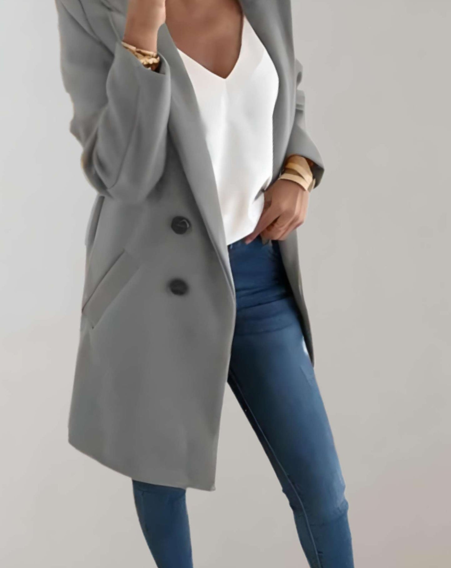 Nina - Manteau long boutonné bien ajusté