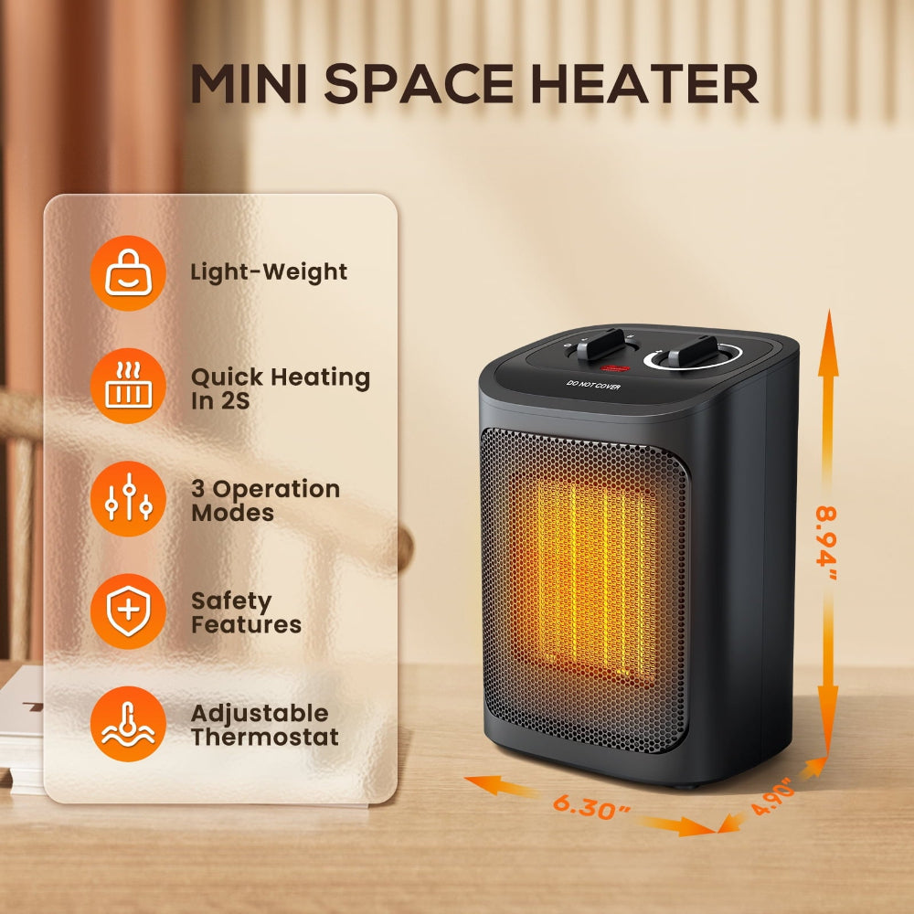 Energy Efficient Electric Space Heater Home Office Bedroom Use