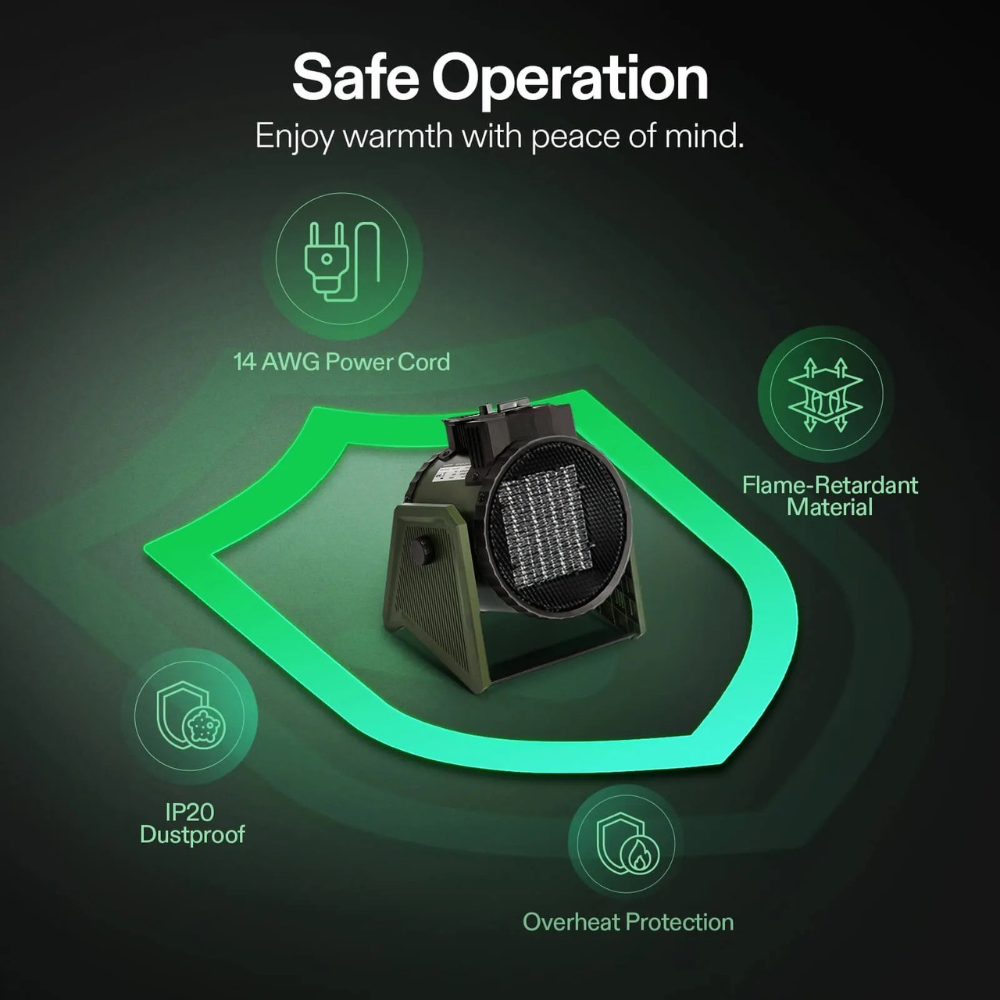 Elias Space Heater Adjustable Thermostat Greenhouse Home Use