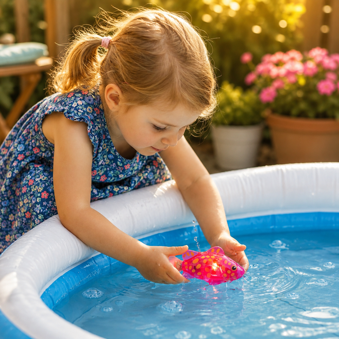 LED Floating Fish Toy Interactive Kids Bath Toys