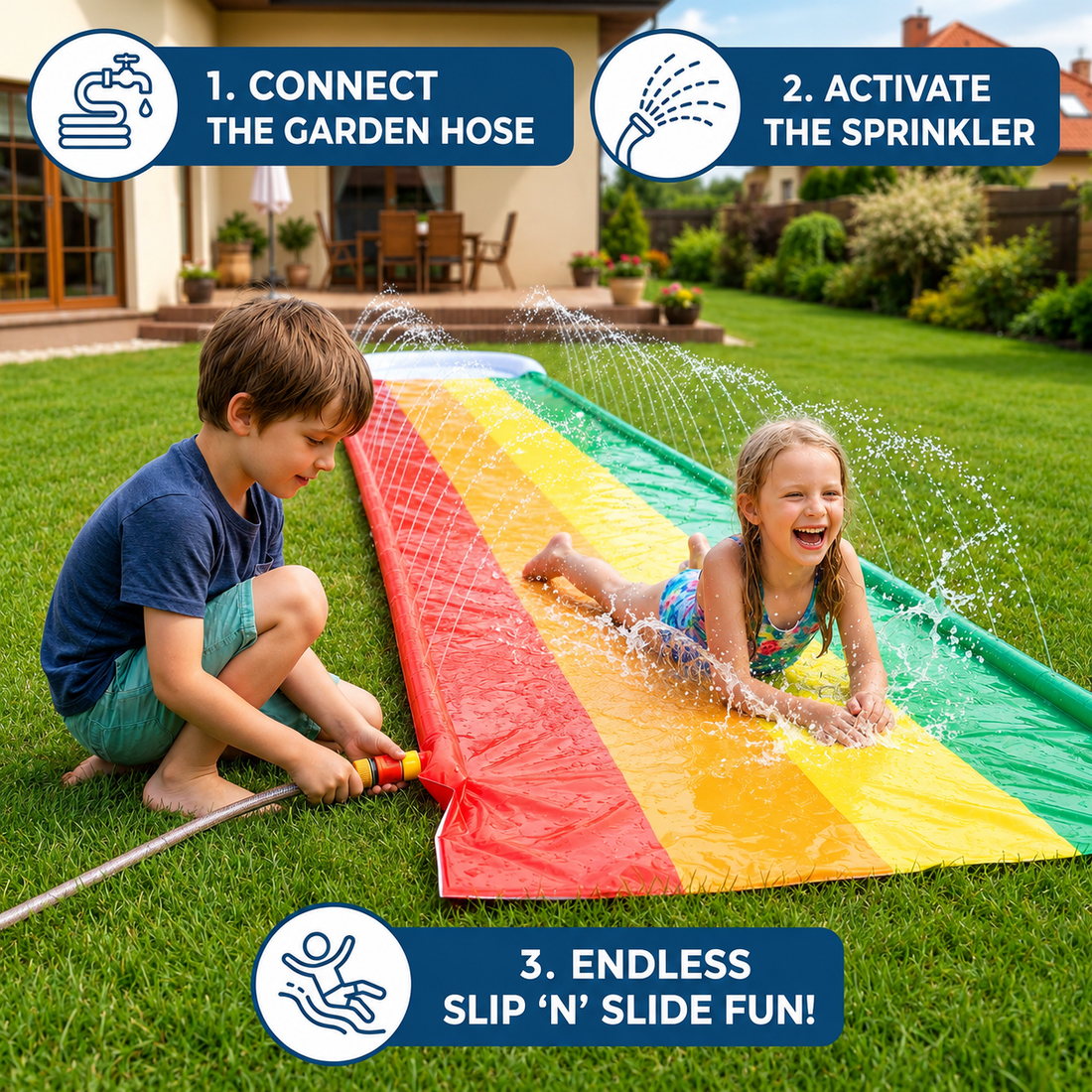 Inflatable Large Water Slide Outdoor Racing Climb Splash